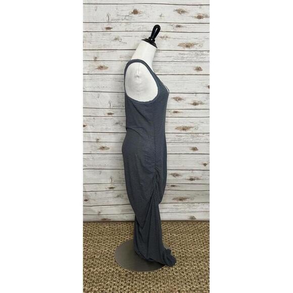 James Perse cotton grey/blue striped racerback ruched maxi dress - Picture 3 of 7